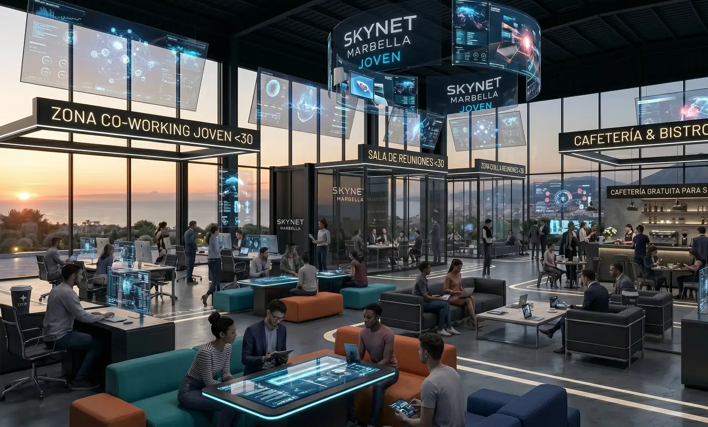 Render del co-working Tech Business Hub de Skynet Marbella
