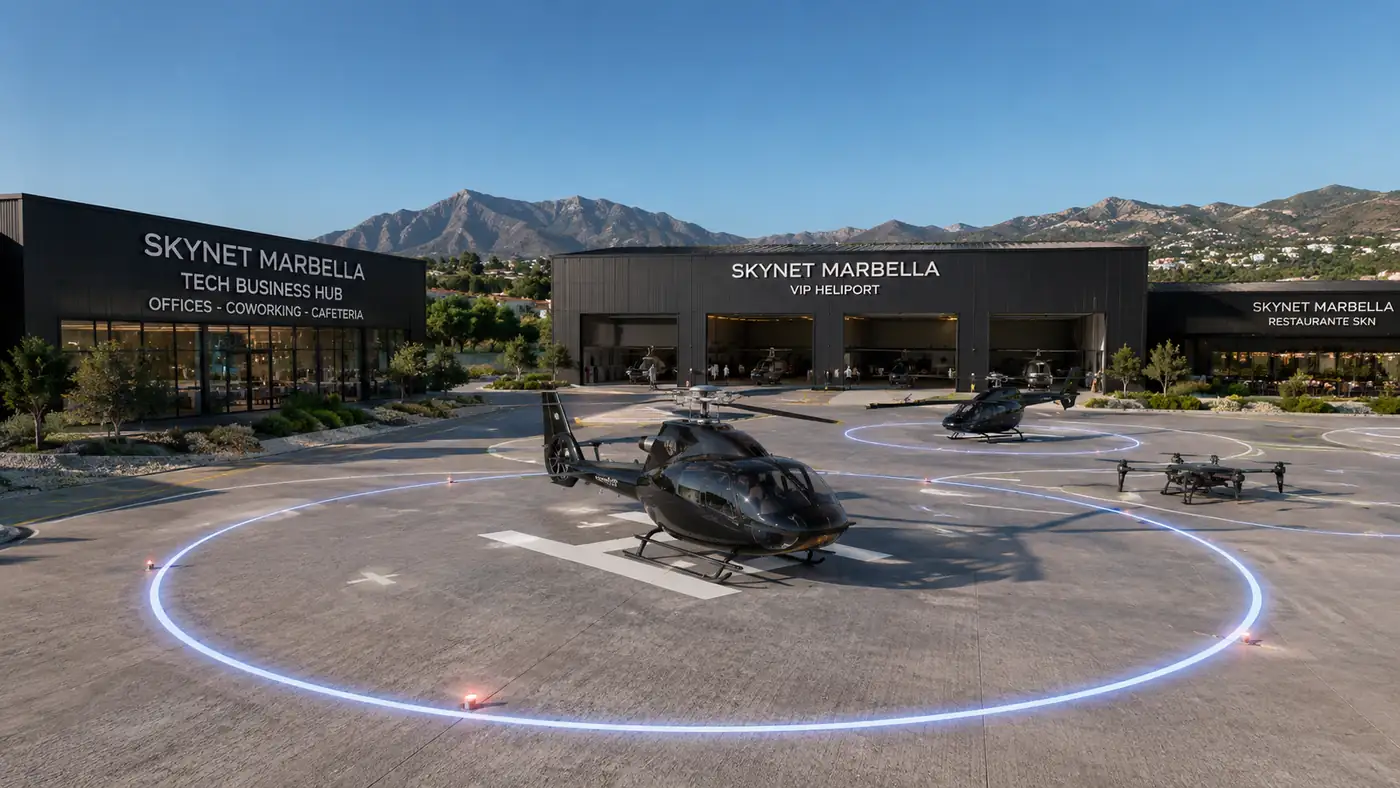 Render del helipuerto de Skynet Marbella